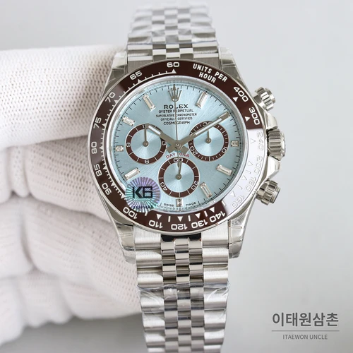 롤렉스 데이토나 904L 스틸 주얼 인덱스 아이스블루다이얼 오토매틱 40mm