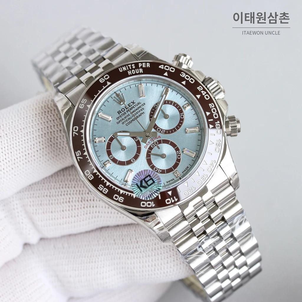 롤렉스 데이토나 904L 스틸 주얼 인덱스 아이스블루다이얼 오토매틱 40mm
