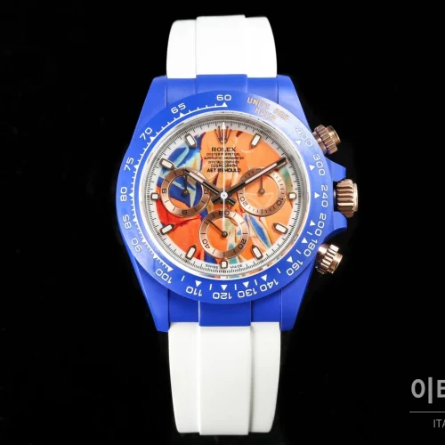 롤렉스 데이토나 AET 커스텀 블랙 세라믹 크로노그래프 오토매틱 40mm 멀티컬러 다이얼