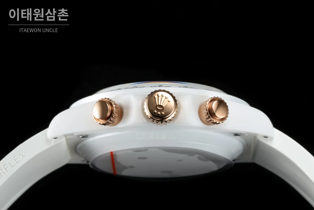롤렉스 데이토나 AET 커스텀 블랙 세라믹 크로노그래프 오토매틱 40mm 화이트 다이얼