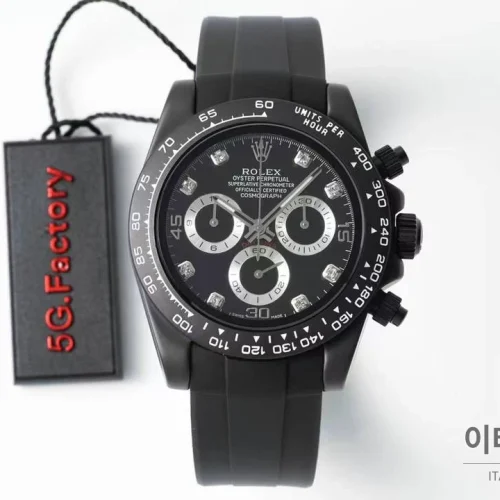 롤렉스 데이토나 AET 커스텀 블랙 화이트 세라믹 크로노그래프 오토매틱 40mm 블랙 / 화이트 블랙 러버 스트랩