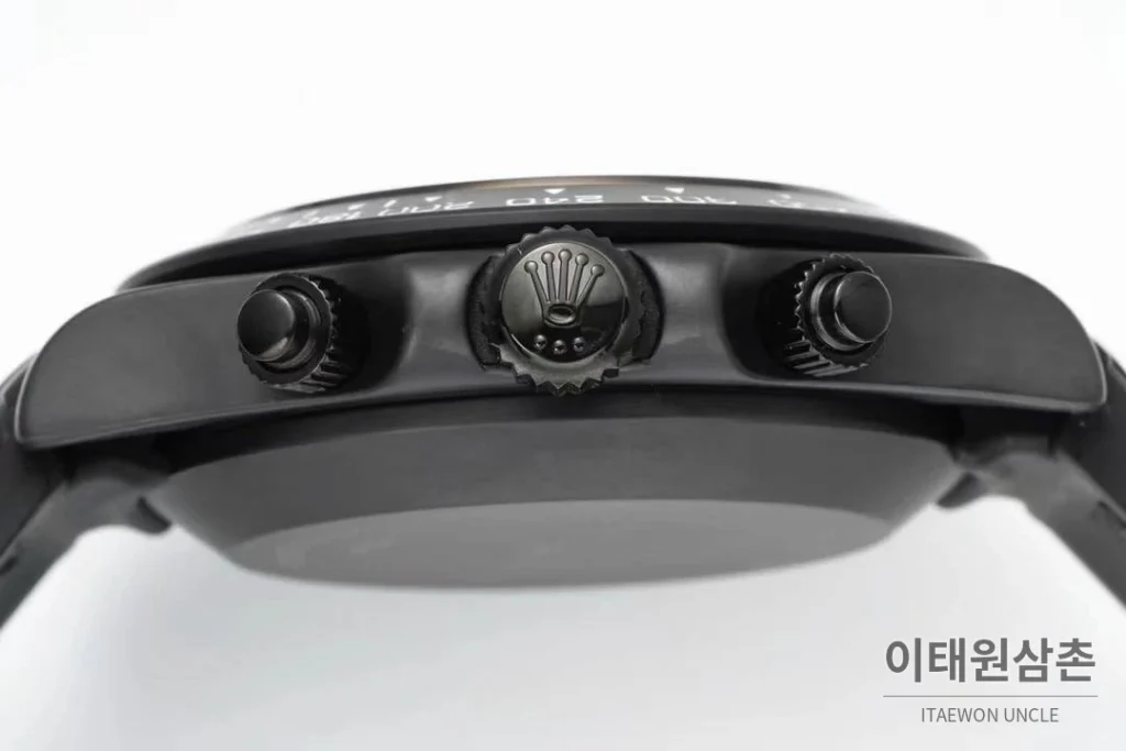 롤렉스 데이토나 AET 커스텀 블랙 화이트 세라믹 크로노그래프 오토매틱 40mm 블랙 / 화이트 블랙 러버 스트랩