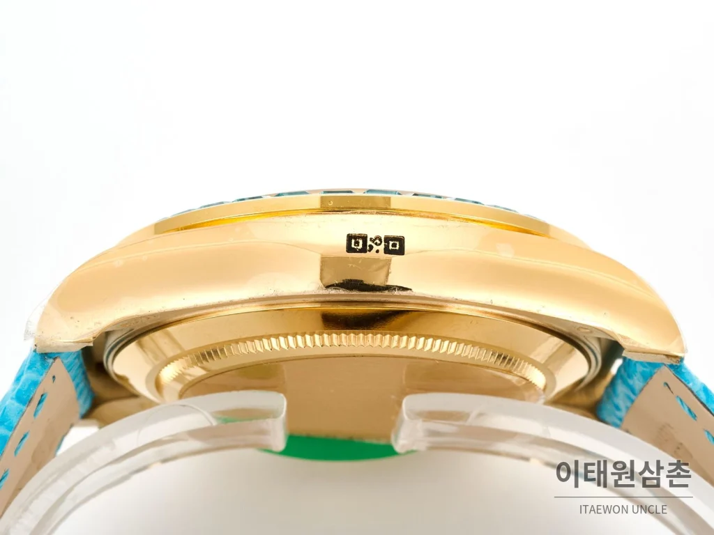 롤렉스 데이토나 비치데이토나 로마다이얼 자개판 크로노그래프 오토매틱 40mm 멀티 컬러 블루 가죽 스트랩