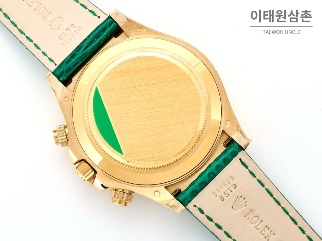 롤렉스 데이토나 비치데이토나 로마다이얼 자개판 크로노그래프 오토매틱 40mm 멀티 컬러 그린 가죽 스트랩
