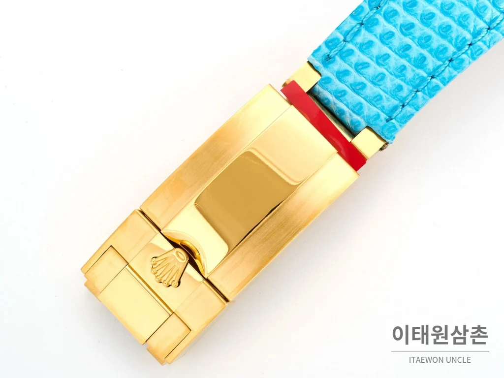 롤렉스 데이토나 비치데이토나 로마다이얼 자개판 크로노그래프 오토매틱 40mm 멀티 컬러 블루 가죽 스트랩