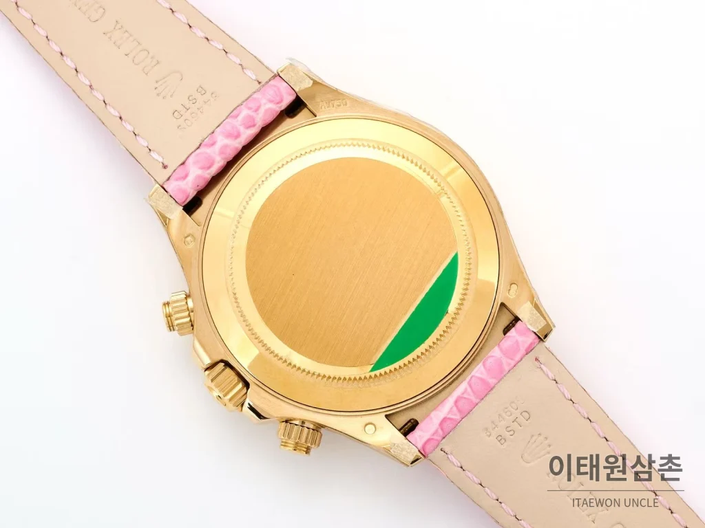 롤렉스 데이토나 비치데이토나 로마다이얼 자개판 크로노그래프 오토매틱 40mm 멀티 컬러 핑크 가죽 스트랩