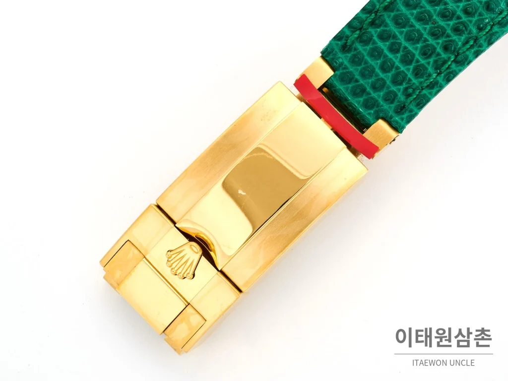 롤렉스 데이토나 비치데이토나 로마다이얼 자개판 크로노그래프 오토매틱 40mm 멀티 컬러 그린 가죽 스트랩
