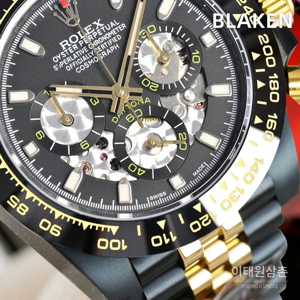 롤렉스 데이토나 블랙다이얼 투톤 크로노그래프 오토매틱 40mm