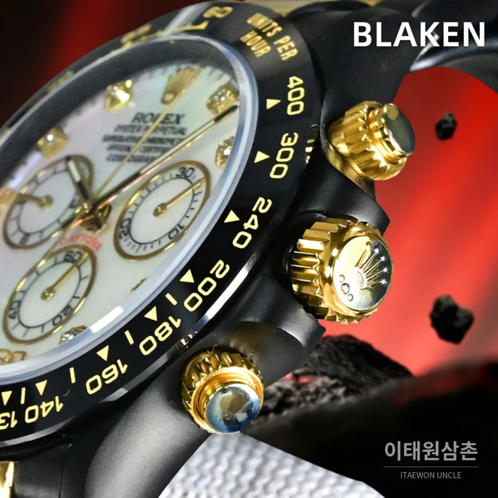롤렉스 데이토나 블랙다이얼 투톤 크로노그래프 오토매틱 40mm (5)