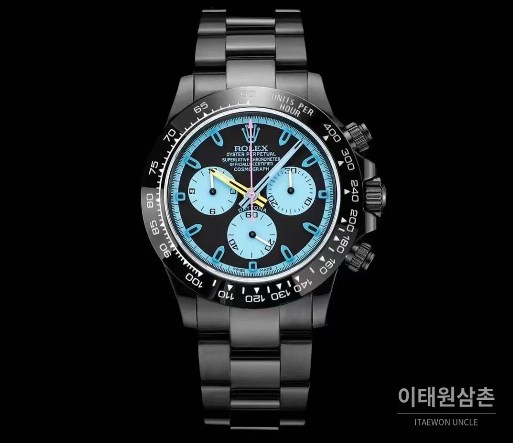 롤렉스 데이토나 올블랙 스틸 크로노그래프 오토매틱 40mm 블랙 다이얼