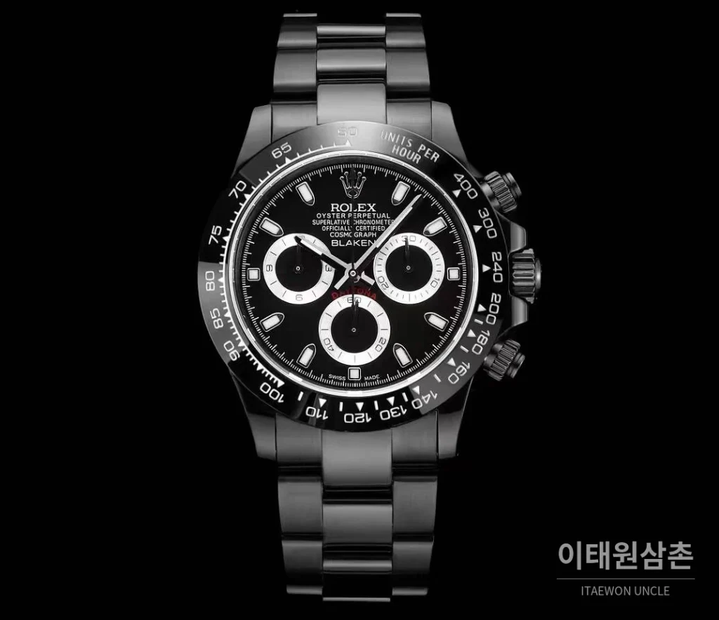 롤렉스 데이토나 올블랙 스틸 크로노그래프 오토매틱 40mm 블랙 다이얼 (2)