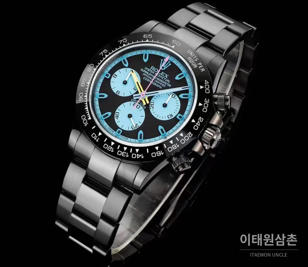 롤렉스 데이토나 올블랙 스틸 크로노그래프 오토매틱 40mm 블랙 다이얼