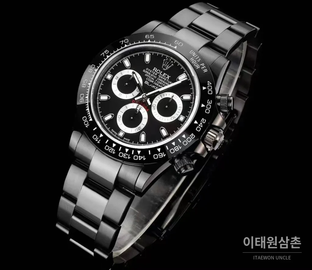 롤렉스 데이토나 올블랙 스틸 크로노그래프 오토매틱 40mm 블랙 다이얼 (2)