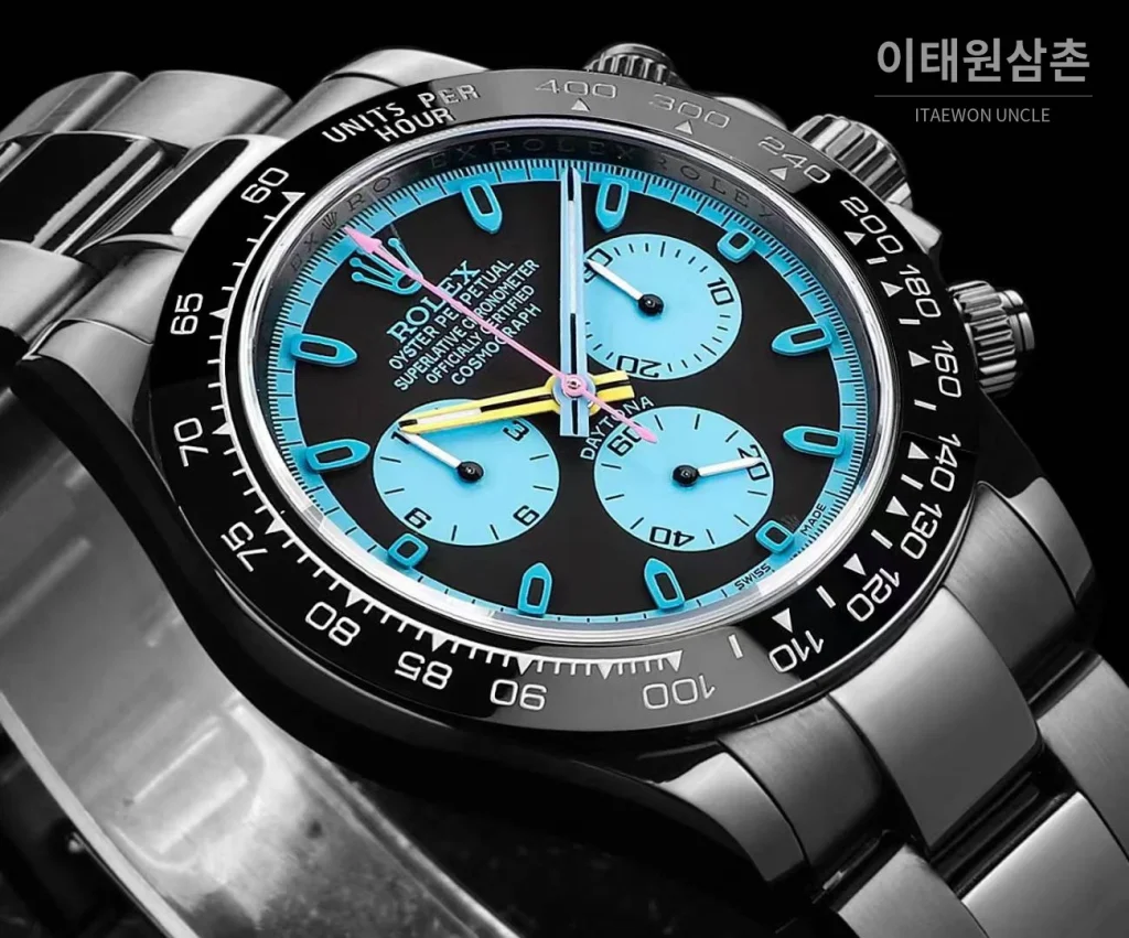 롤렉스 데이토나 올블랙 스틸 크로노그래프 오토매틱 40mm 블랙 다이얼