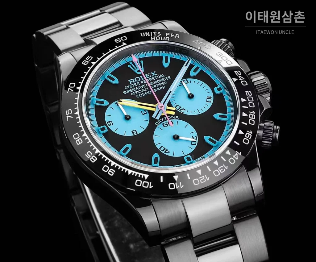 롤렉스 데이토나 올블랙 스틸 크로노그래프 오토매틱 40mm 블랙 다이얼