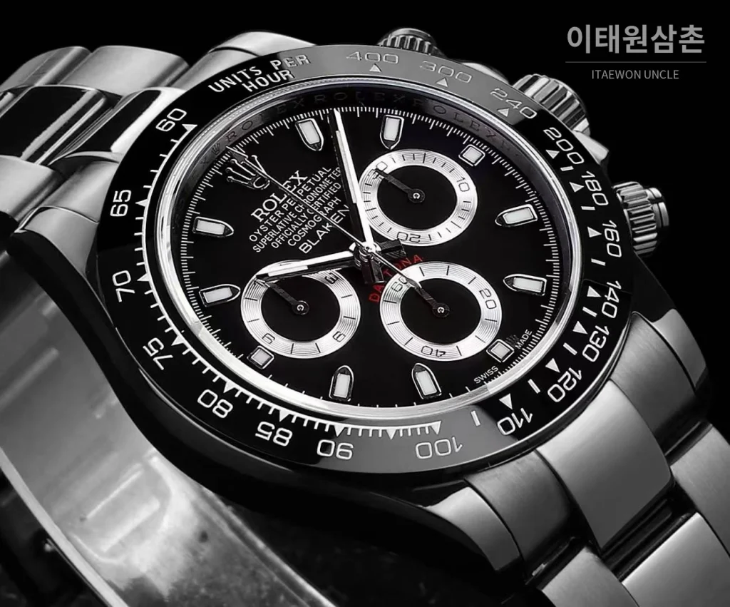 롤렉스 데이토나 올블랙 스틸 크로노그래프 오토매틱 40mm 블랙 다이얼 (2)