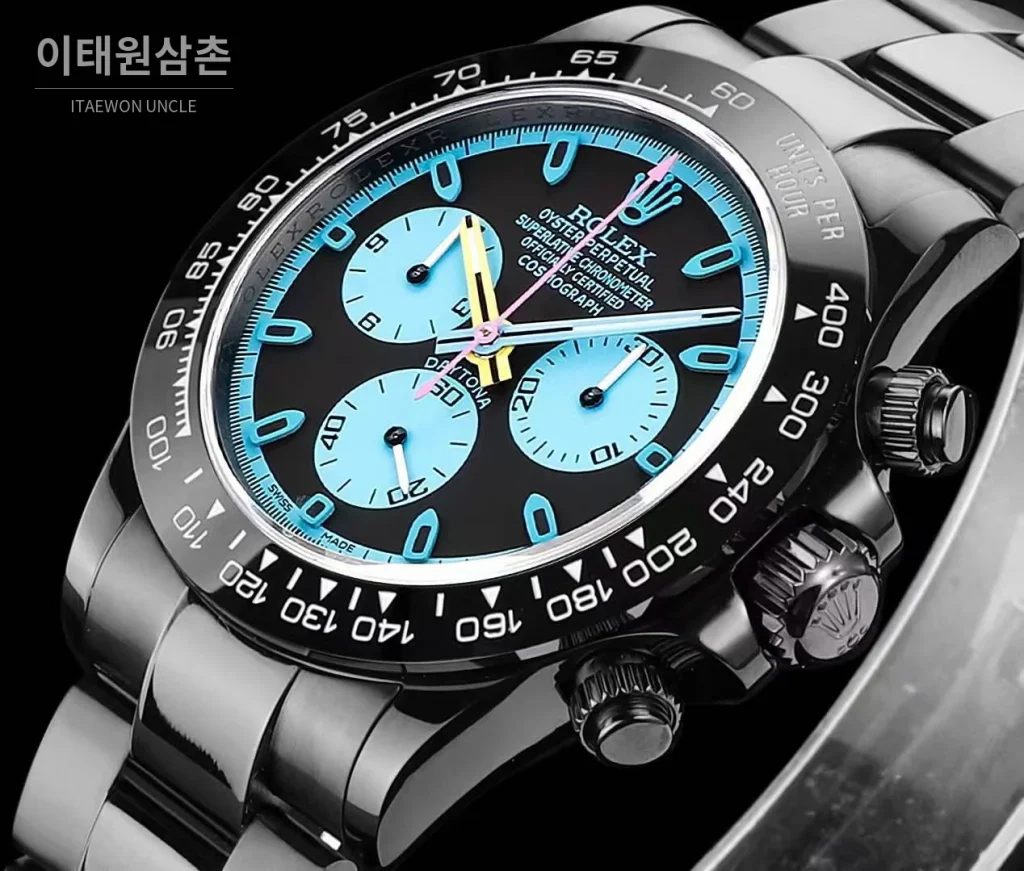 롤렉스 데이토나 올블랙 스틸 크로노그래프 오토매틱 40mm 블랙 다이얼