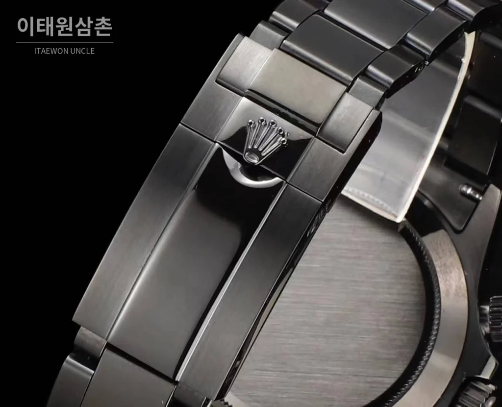 롤렉스 데이토나 올블랙 스틸 크로노그래프 오토매틱 40mm 화이트 다이얼