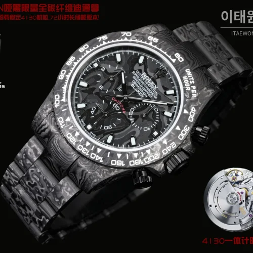 롤렉스 데이토나 BLAKEN 무광 블랙 카본 크로노그래프 오토매틱 40mm 블랙 다이얼 그레이 베젤
