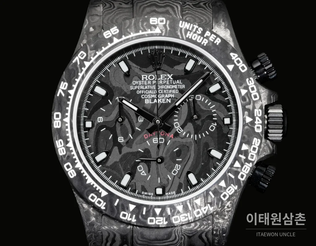 롤렉스 데이토나 BLAKEN 무광 블랙 카본 크로노그래프 오토매틱 40mm 블랙 다이얼 그레이 베젤