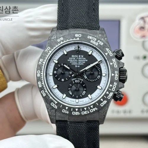 롤렉스 데이토나 카본파이버 크로노그래프 오토매틱 40mm 블랙 블랙 나일론 스트랩 (4)