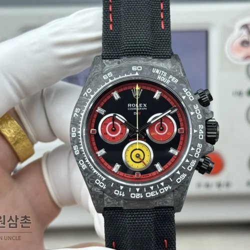 롤렉스 데이토나 카본파이버 크로노그래프 오토매틱 40mm 블랙 블랙 나일론 스트랩