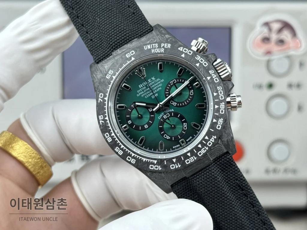 롤렉스 데이토나 카본파이버 크로노그래프 오토매틱 40mm 블랙 블랙 나일론 스트랩 (2)
