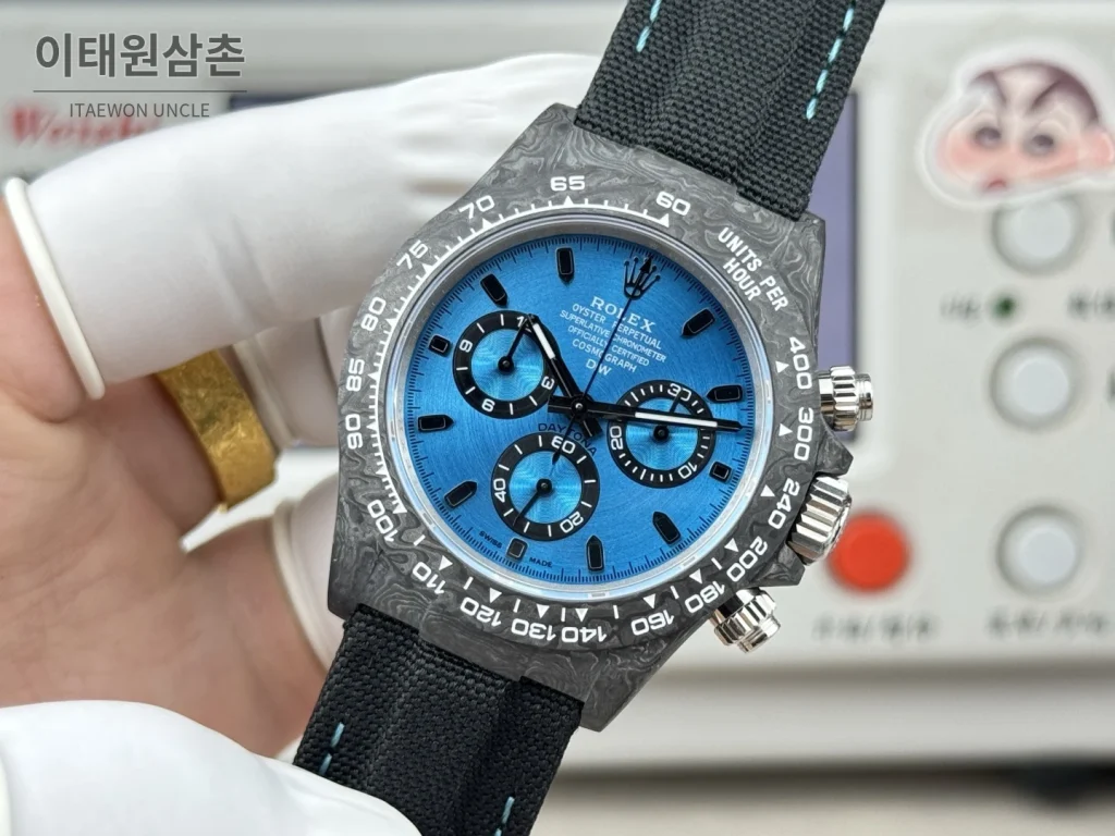 롤렉스 데이토나 카본파이버 크로노그래프 오토매틱 40mm 블랙 블랙 나일론 스트랩 (3)