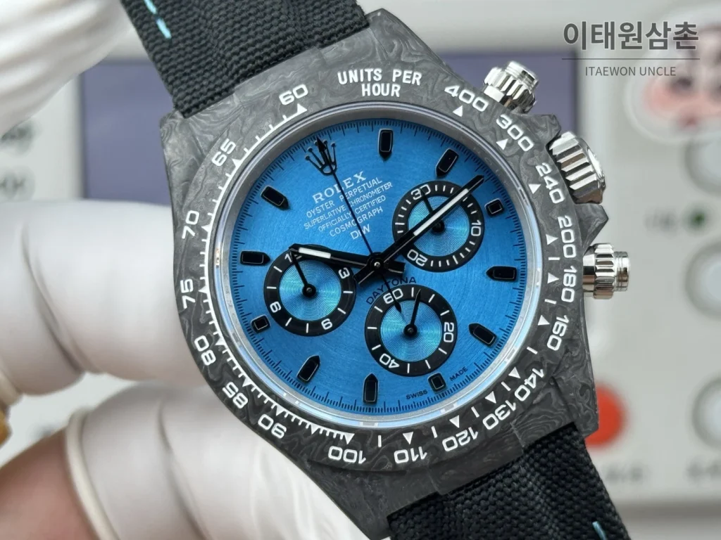 롤렉스 데이토나 카본파이버 크로노그래프 오토매틱 40mm 블랙 블랙 나일론 스트랩 (3)