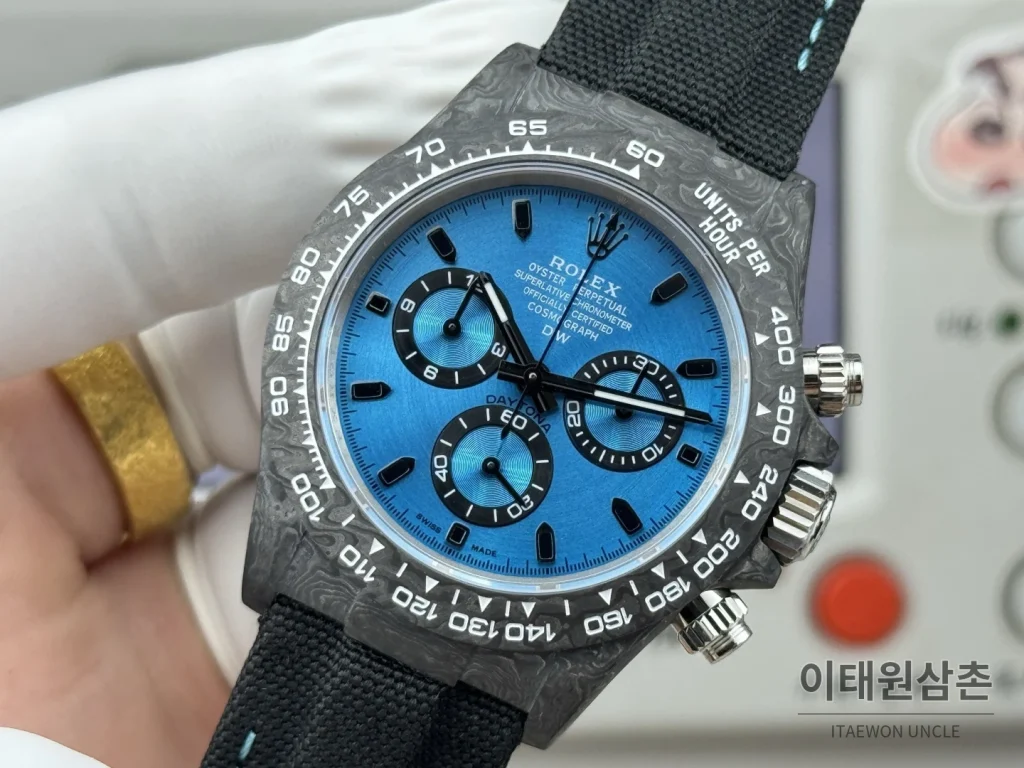 롤렉스 데이토나 카본파이버 크로노그래프 오토매틱 40mm 블랙 블랙 나일론 스트랩 (3)