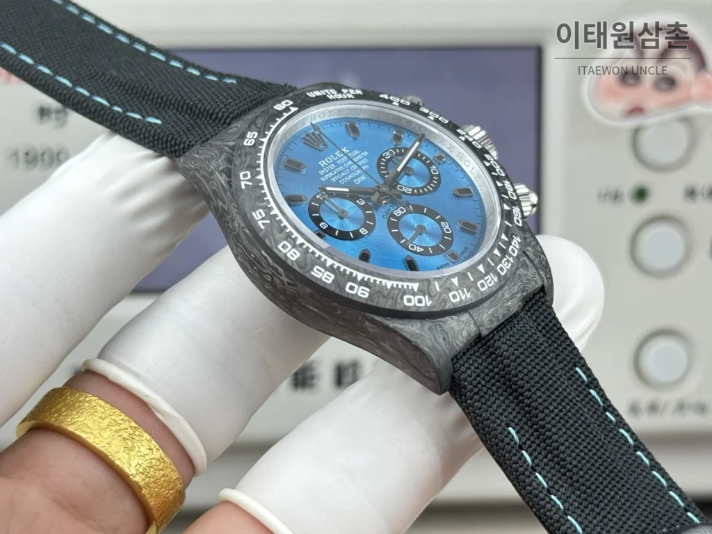 롤렉스 데이토나 카본파이버 크로노그래프 오토매틱 40mm 블랙 블랙 나일론 스트랩 (3)