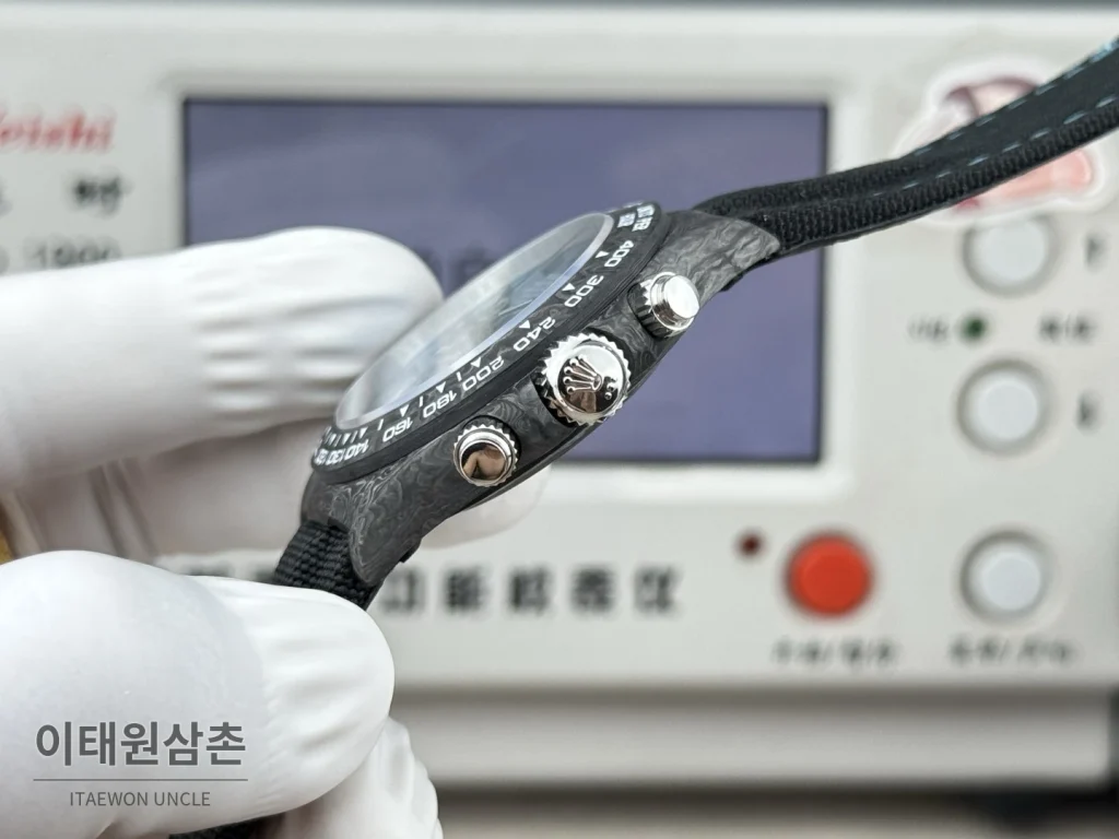 롤렉스 데이토나 카본파이버 크로노그래프 오토매틱 40mm 블랙 블랙 나일론 스트랩 (3)