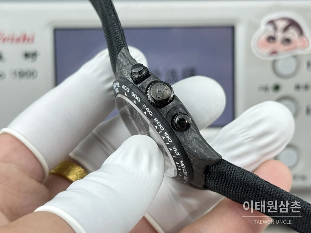 롤렉스 데이토나 카본파이버 크로노그래프 오토매틱 40mm 블랙 블랙 나일론 스트랩 (4)