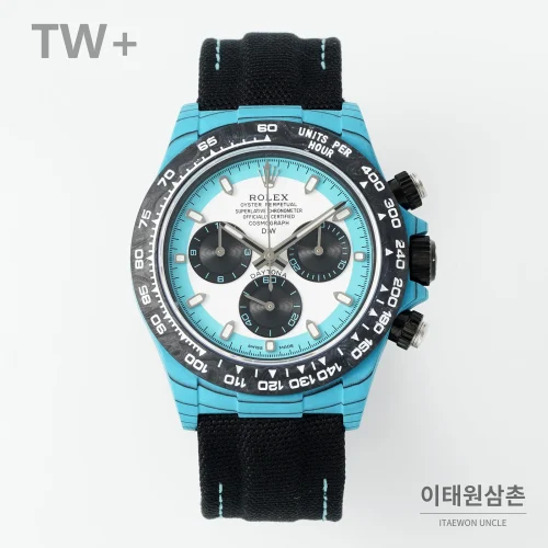 롤렉스 데이토나 카본 파이버 야광 케이스 크로노그래프 오토매틱 40mm 카본 블랙 블랙 나일론 스트랩 블랙 베젤 (3)