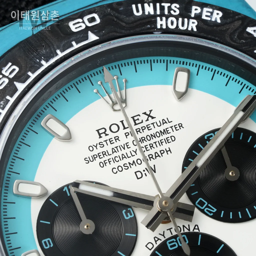롤렉스 데이토나 카본 파이버 야광 케이스 크로노그래프 오토매틱 40mm 카본 블랙 블랙 나일론 스트랩 블랙 베젤 (3)