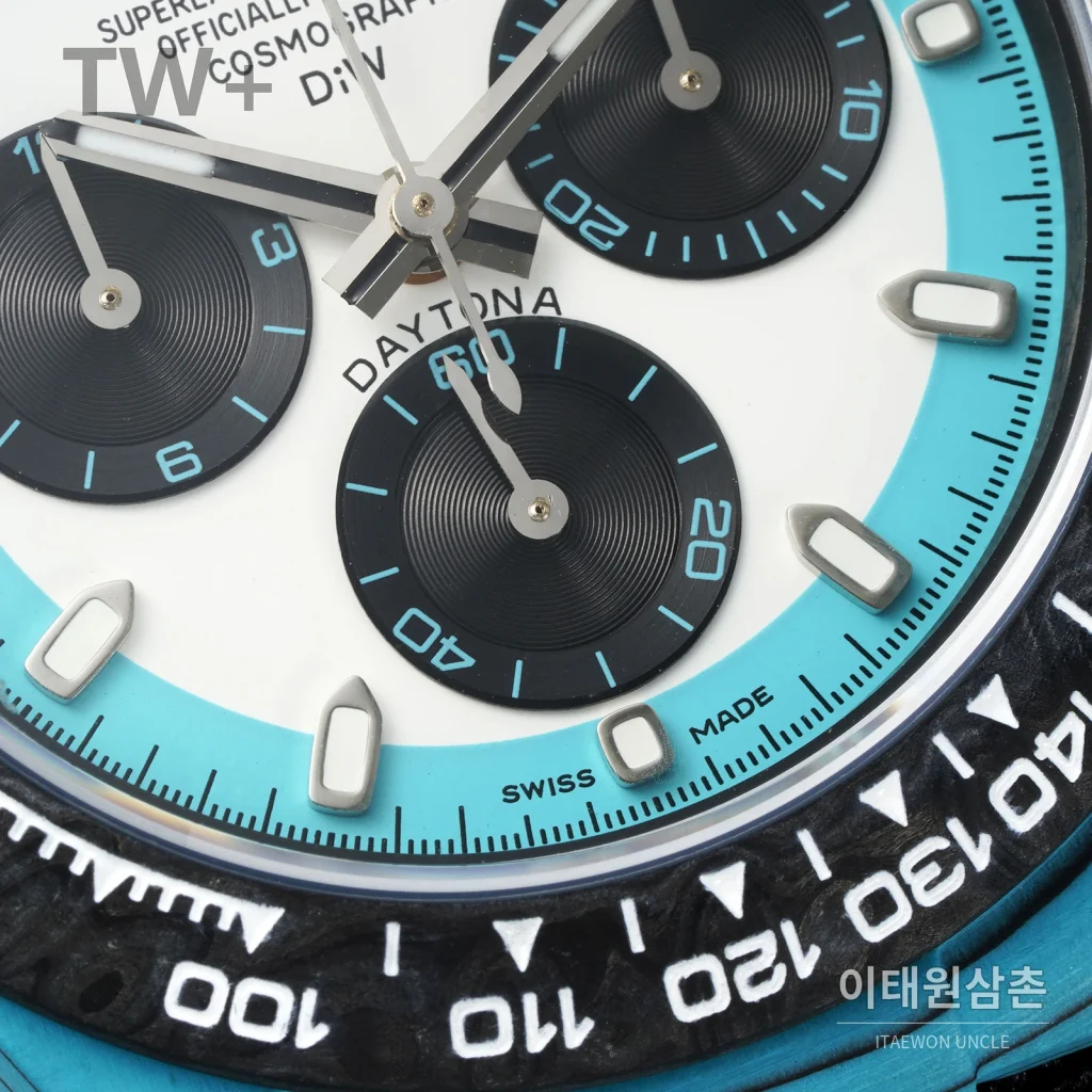 롤렉스 데이토나 카본 파이버 야광 케이스 크로노그래프 오토매틱 40mm 카본 블랙 블랙 나일론 스트랩 블랙 베젤 (3)