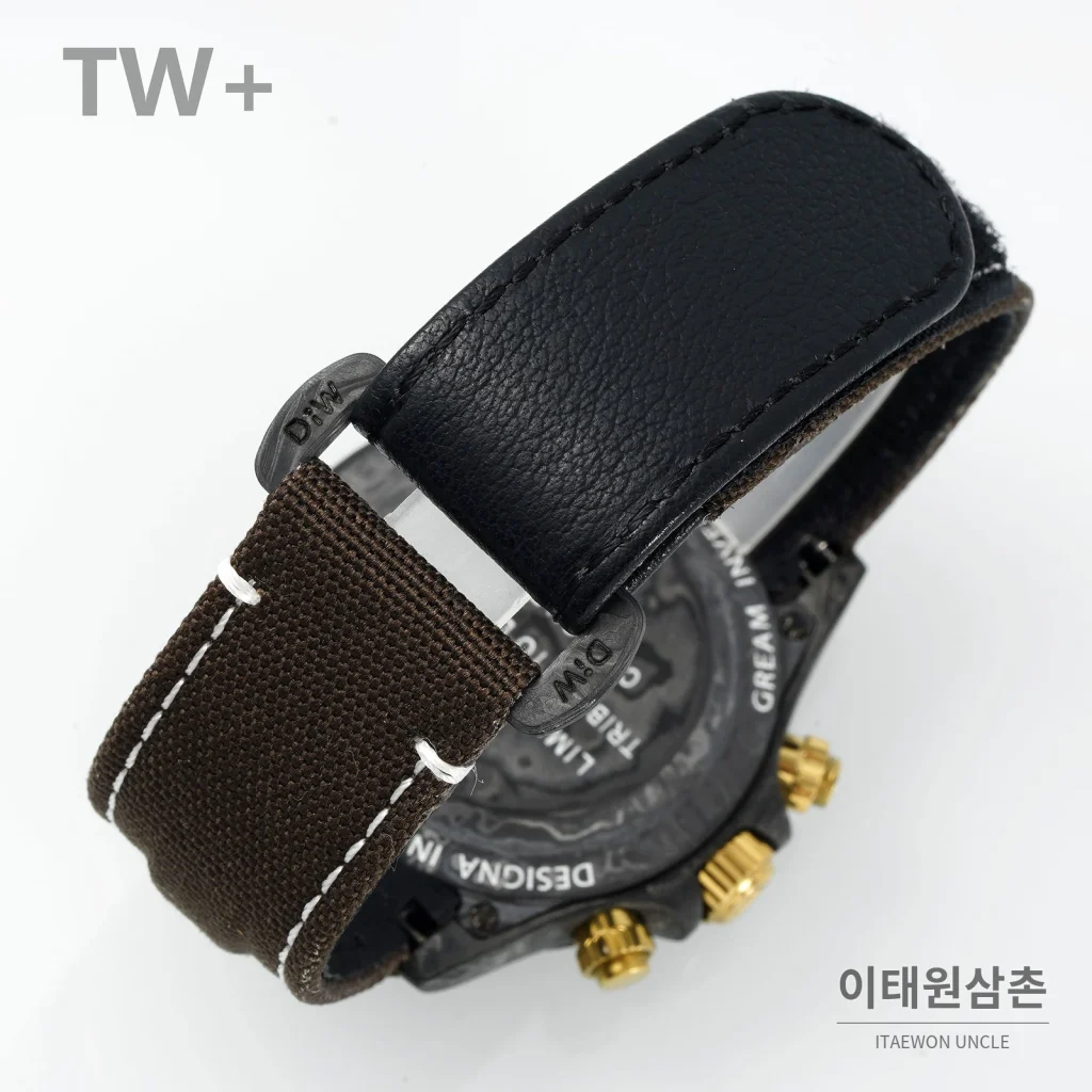 롤렉스 데이토나 카본 파이버 야광 케이스 크로노그래프 오토매틱 40mm 카본 블랙 브라운 나일론 스트랩 블랙 베젤