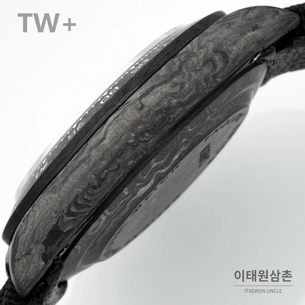 롤렉스 데이토나 카본 파이버 야광 케이스 크로노그래프 오토매틱 40mm 카본 블랙 블랙 나일론 스트랩 그레이 베젤