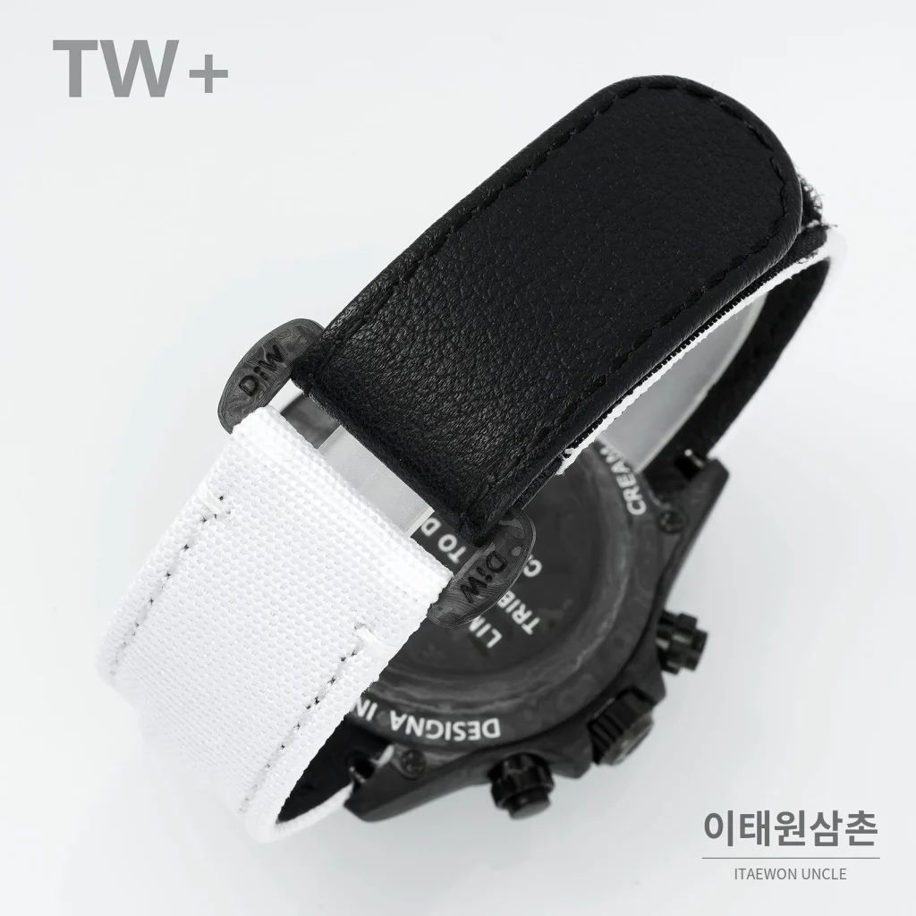 롤렉스 데이토나 카본 파이버 야광 케이스 크로노그래프 오토매틱 40mm 카본 블랙 화이트 나일론 스트랩 블랙 베젤