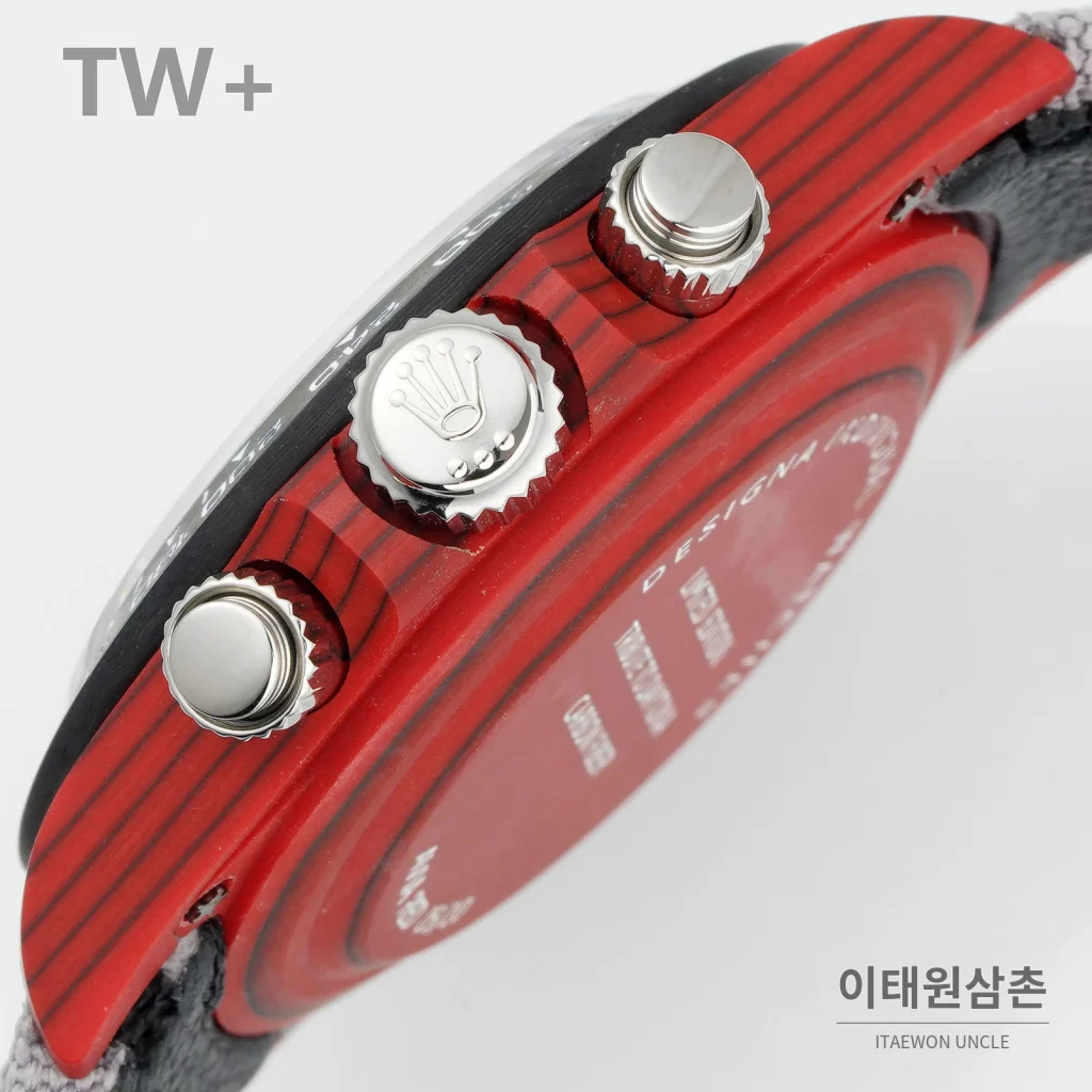 롤렉스 데이토나 카본 파이버 야광 케이스 크로노그래프 오토매틱 40mm 카본 블랙 그레이 나일론 스트랩 블랙 베젤