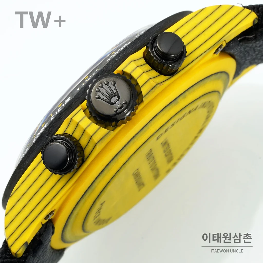 롤렉스 데이토나 카본 파이버 야광 케이스 크로노그래프 오토매틱 40mm 카본 블랙 블랙 나일론 스트랩 블랙 베젤 (2)