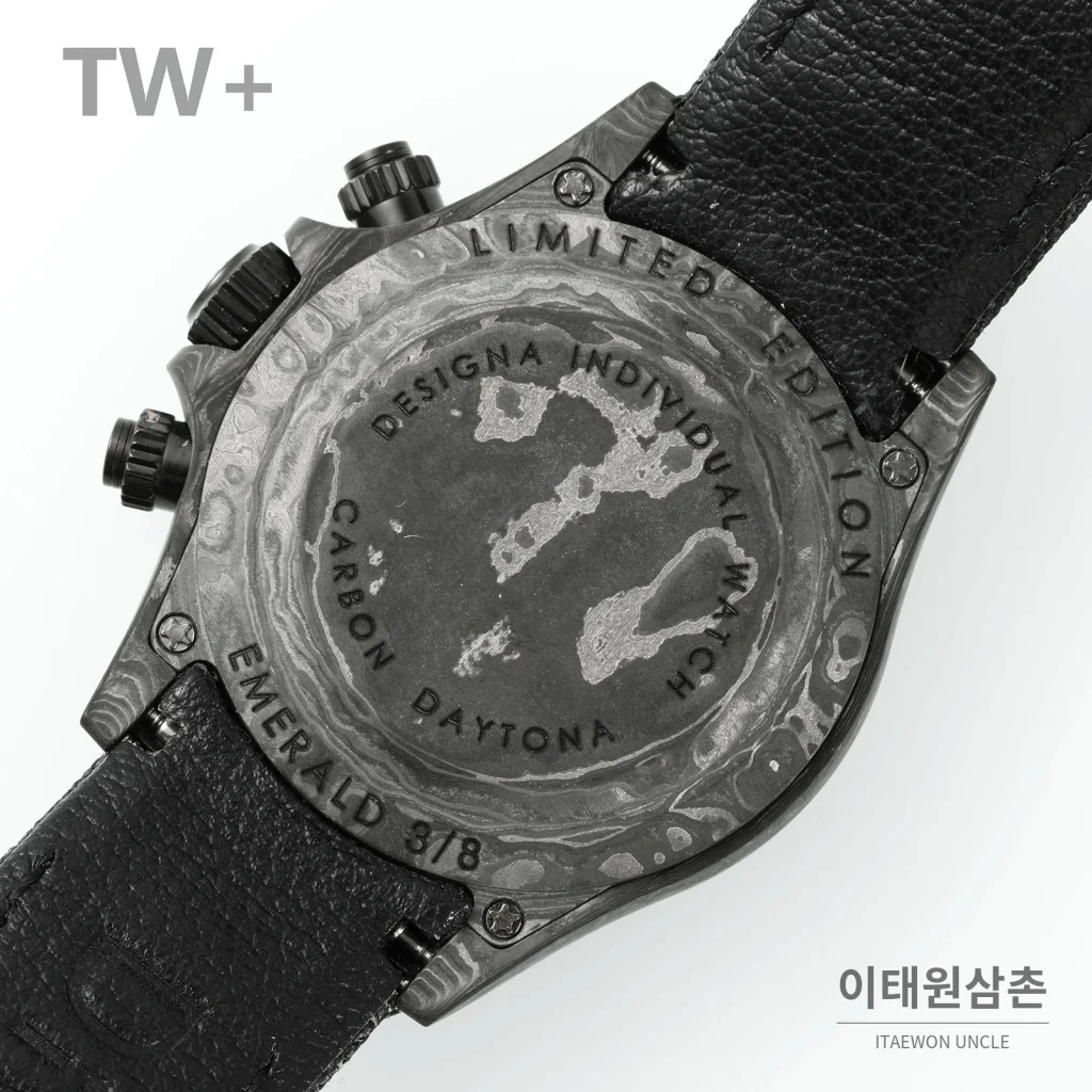 롤렉스 데이토나 카본 파이버 야광 케이스 크로노그래프 오토매틱 40mm 카본 블랙 블랙 나일론 스트랩 그레이 베젤 (2)
