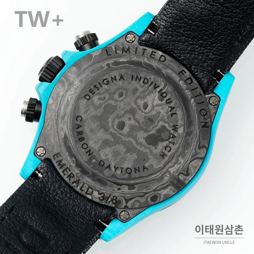 롤렉스 데이토나 카본 파이버 야광 케이스 크로노그래프 오토매틱 40mm 카본 블랙 블랙 나일론 스트랩 블랙 베젤 (3)