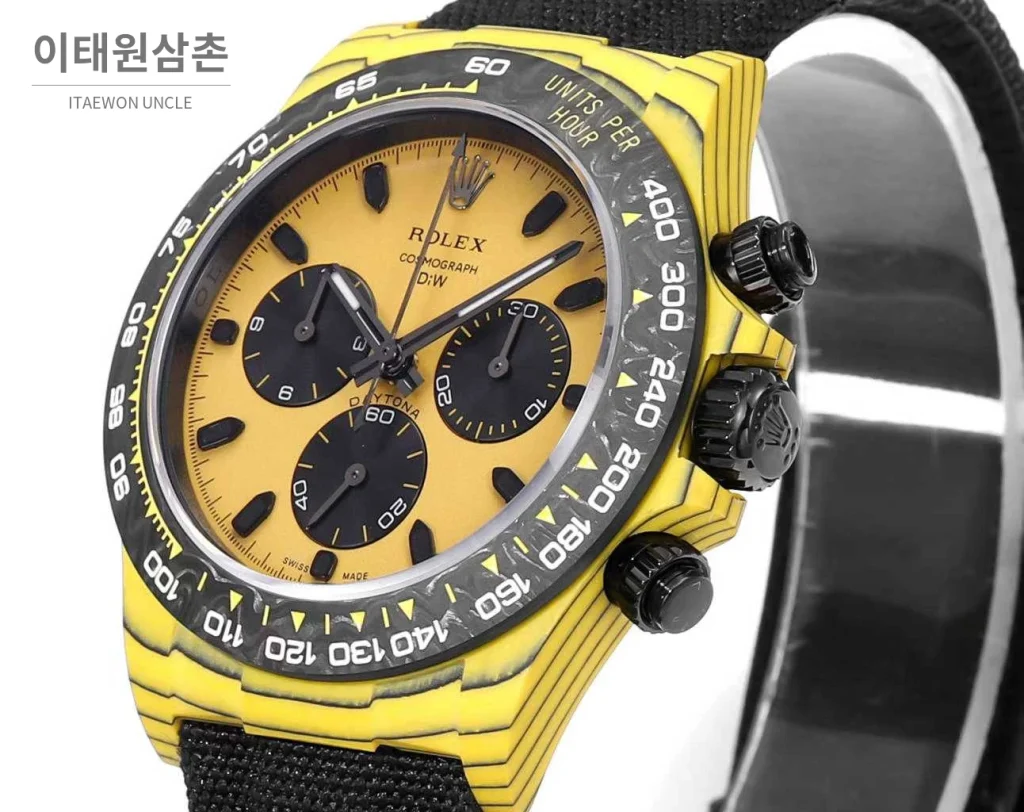 롤렉스 데이토나 카본파이버 스켈레톤 야광 크로노그래프 오토매틱 40mm 블랙