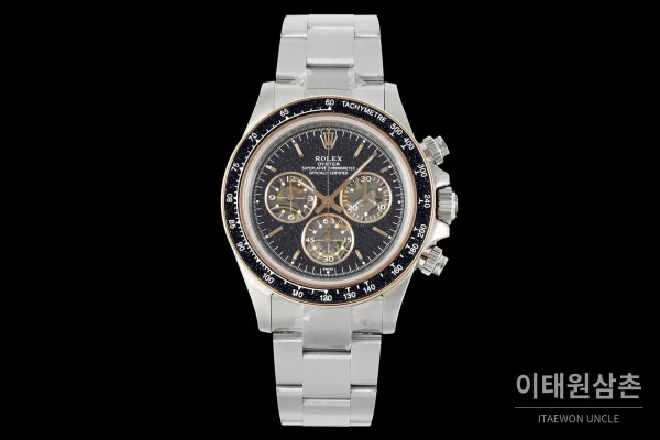 롤렉스 데이토나 크로노그래프 오토매틱 블랙 다이얼 스틸 브레이슬릿 로즈골드 베젤
