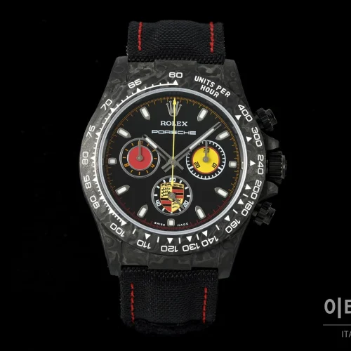 롤렉스 데이토나 크로노그래프 오토매틱 40mm 블랙 다이얼 블랙 나일론 스트랩 블랙 베젤 카본 케이스 (2)