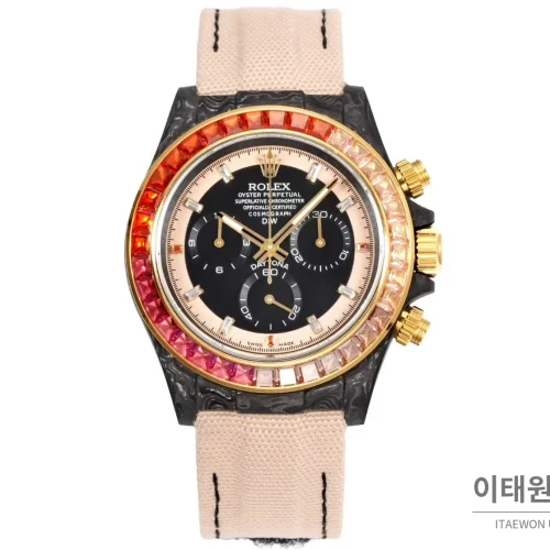 롤렉스 데이토나 크로노그래프 오토매틱 40mm (3) 롤렉스 데이토나 크로노그래프 오토매틱 40mm 블랙 다이얼 샴페인 나일론 스트랩 멀티컬러 베젤 카본 케이스