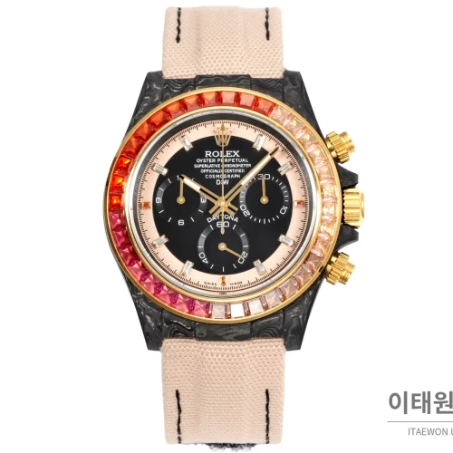 롤렉스 데이토나 크로노그래프 오토매틱 40mm (23) 롤렉스 데이토나 크로노그래프 오토매틱 40mm 블랙 다이얼 샴페인 나일론 스트랩 멀티컬러 베젤