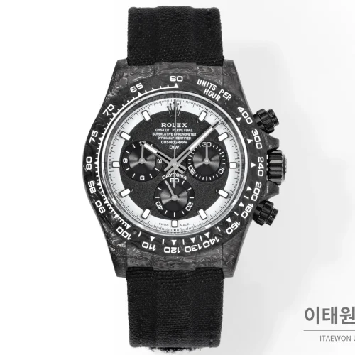 롤렉스 데이토나 크로노그래프 오토매틱 40mm (24) 롤렉스 데이토나 크로노그래프 오토매틱 40mm 블랙 다이얼 블랙 나일론 스트랩 그레이 베젤 카본 케이스 (2)