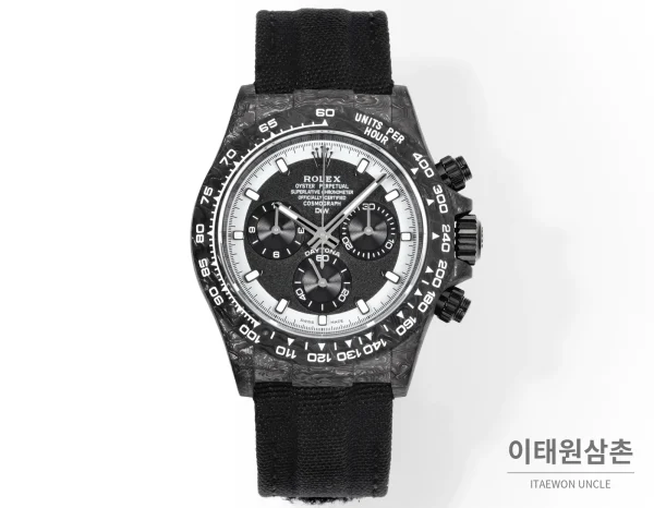 롤렉스 데이토나 크로노그래프 오토매틱 40mm (24) 롤렉스 데이토나 크로노그래프 오토매틱 40mm 블랙 다이얼 블랙 나일론 스트랩 그레이 베젤 카본 케이스 (2)